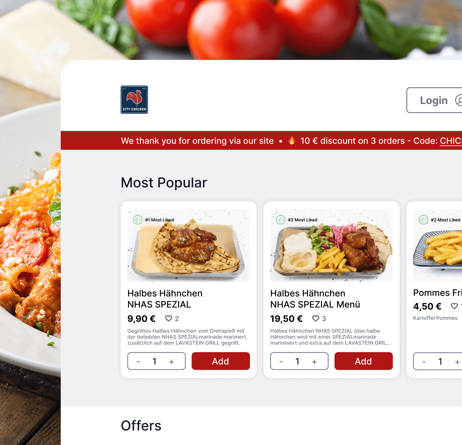 Online ordering system example
